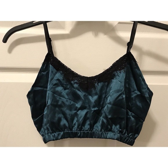 3 Piece Lingerie Lounge Set XL, Satin and Lace, Dark Green & Black - Picture 11 of 15